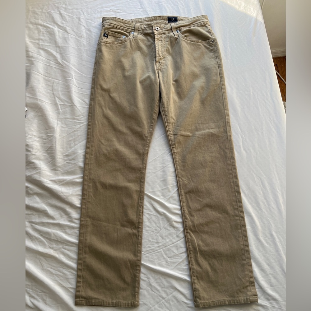 AG ADRIANO GOLDSCHMIED Mens Khaki 31 X 30 The Graduate Tailored Leg Jeans